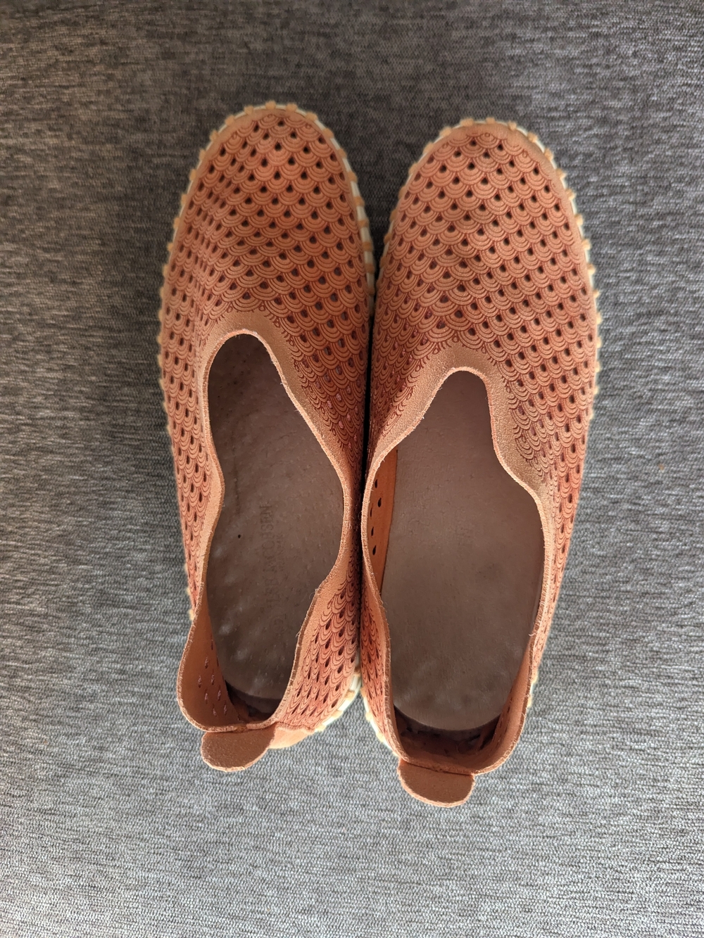 Ilse Jacobsen Crochet Slip-On Flats in Terracotta Orange